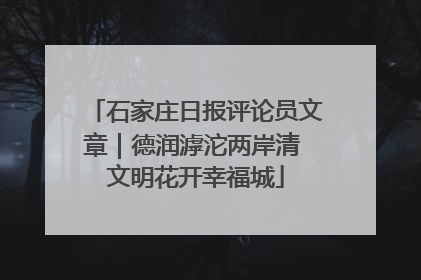 石家庄日报评论员文章｜德润滹沱两岸清 文明花开幸福城