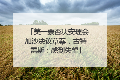 美一票否决安理会加沙决议草案，古特雷斯：感到失望